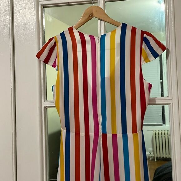 Color me Courtney rainbow multi stripe Sheree cap sleeve wide leg jumpsuit - Picture 9 of 13